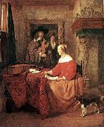 METSU, Gabriel A Woman Seated at a Table and a Man Tuning a Violin sg painting